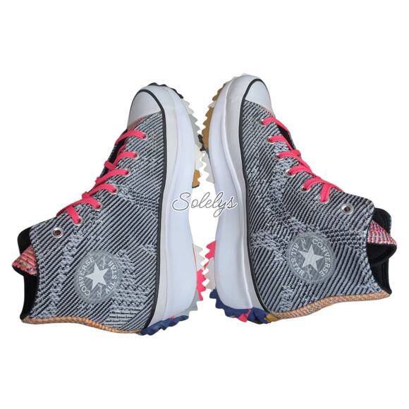Converse Run Star Hike High Knit Mashup Blue Pink Platform Sneaker Womens 7.5 - Picture 10 of 10